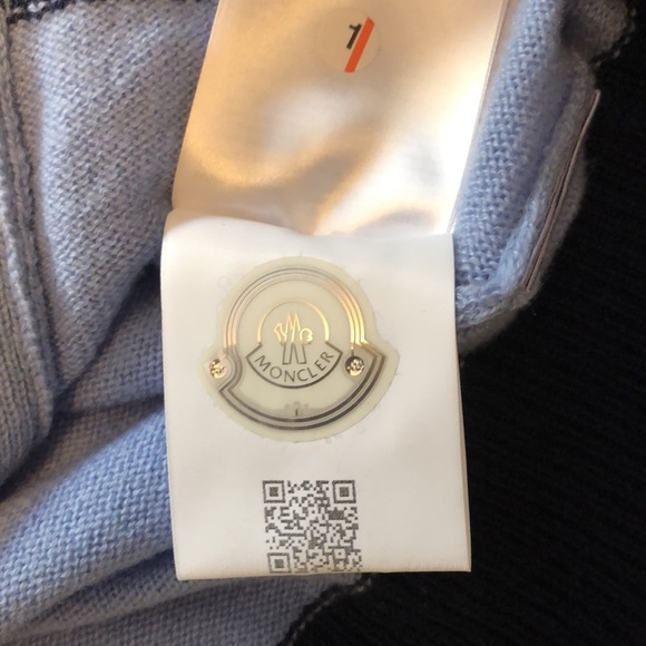 Moncler Maglia Tricot Colour Block Cashmere Sweater Periwinkle Blue & Navy Sz M - Picture 5 of 6